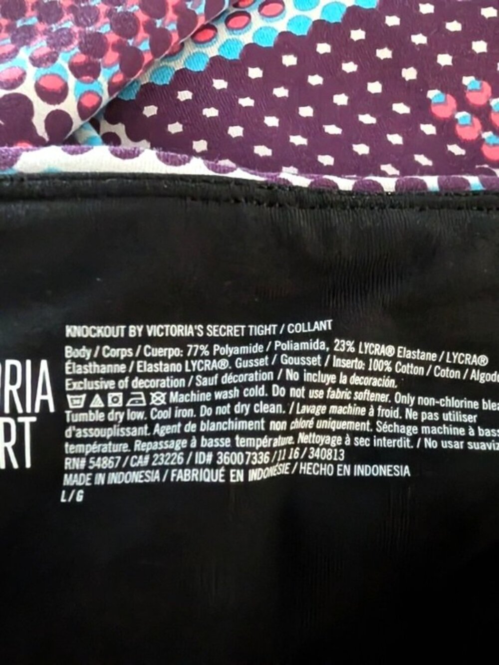 Like New Victoria's Secret VSX Knockout Leggings‎ Polka Dot Size L - Picture 5 of 6